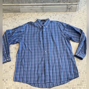 Harold Powell Long Sleeve Blue Check Dress Shirt